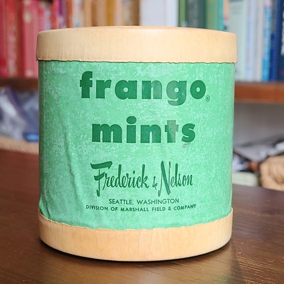 Vintage Frango Mints Round Box and Holiday Wrap 1950s - Picture 1 of 14